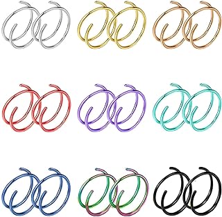 Masedy 20G 316L Stainless Steel Double Nose Rings Hoop for Single Piercing Nose Hoop Spiral Nose Ring for Women Men Nose Piercing Jewelry