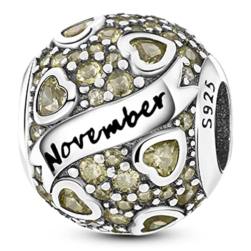 Mother's Day Birthstone Charm Bracelet in 925 Sterling Silver with Cubic Zirconia Charms, Ideal Jewelry Gift for Mom