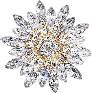 Rhinestone Sunflower Brooch Pin Red Pink Flower Brooch Stylish Crystal Brooch Elegant Clothing Hat Bag Accessories Jewerly for Women Teen Girls