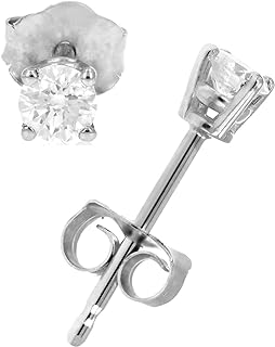 Vir Jewels 1/5 cttw Diamond Stud Earrings 14K White Gold Round 4 Prong with Push Backs