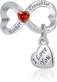 Copper Clasp Mother-Daughter Infinity Heart Charm Bracelets, Beautiful Red Copper Gem for Mother's Birthday, Unique I Love You Design