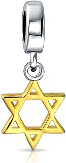 Hanukkah Judaic For Bat Mitzvah Blue CZ Religious Star Of David Magen Chanukah Menorah Festival of Lights Charm Bead For Women For Teen .925 Sterling Silver Fits European Bracelet