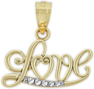 Charm America - Gold Diamond-Cut Accents LOVE Charm - 10 Karat Solid Gold
