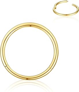 Ldurian Hypoallergenic Nose Ring Hoops - Surgical Steel Septum Cartilage Ring - 20G 18G 16G 14G Diameter 5mm to 16mm Body Piercing Lip Rings Jewelry