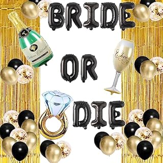 Vetwo Brides-to-be: Halloween Engagement Rings Themed Party Decor: Iconic 'Bride Or Die' Balloons in Durable Plastic with Balloon Arch Design