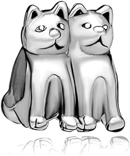 CharmSStory Cute Animal Twin Cat Lover Silver Plated Charms Beadss For Bracelets