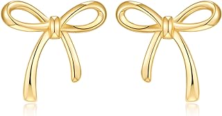 Gold Bow Stud Earrings Simple Earrings for Women Bow Jewelry