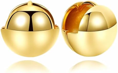 WOWORAMA Small Chunky Ball Earrings for Women Silver Gold Ball Huggie Hoop Earrings Thick Chunky Hoop Earrings Minimalist Huggie Earrings