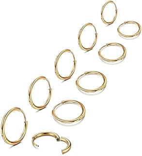 HAIAISO Surgical Steel Small Hoop Earrings for Women Men 1.6MM Tube Huggie Earrings Cartilage Helix Lobes Earrings Nose Rings Daith Rings Sleeper Tiny Hoop Earrings Body Piercing Jewelry 6/7/8/9/10MM