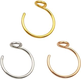 FANSING 3 Pieces Stainless Steel Faux Nose Rings Hoop