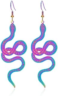 Golden Brass Snake Dangle Earrings with Smooth Drop Design - Hypoallergenic, Versatile Style, Perfect Gift Option