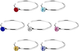 JewelrieShop 40pcs Nose Ring Stainless Steel Nose Hoop Piercing Jewelry Bone Studs for Women Men Hypoallergenic 22G (Ring with Multi Colors)