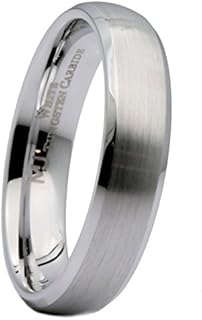 White Tungsten Carbide, Black or Gold Plated Brushed Curved with Polished Edges Wedding Band 5mm COMFORT FIT Ring