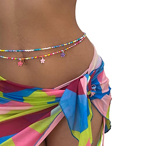 Sexy Beaded Waist Chain Summer Boho Bikini Beads Belly Chains Summer Beach Waist Bead Belly Chain Body Chain Jewelry for Women Girls