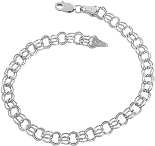 Kooljewelry 14k White Gold 5.8 mm Classic Solid Charm Bracelet (8 inch)