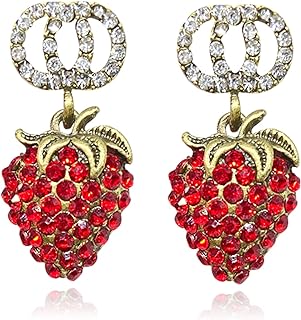 Beautiful Sterling Silver 925 Strawberry Stud Earrings with Cubic Zirconia Gems - Perfect Gift for Women and Girls