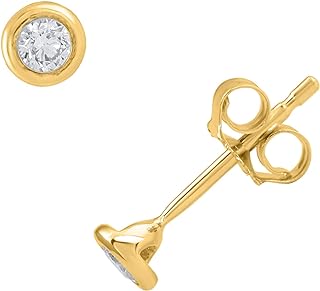 1/10 to 0.35 Carat Bezel Set Diamond Stud Earrings in 10K Gold Mothers Day Special