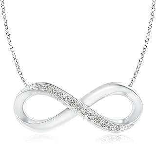 Diamond Infinity Pendant Necklace in Sterling Silver/14K Gold, 18" Cable Chain, Spring Ring Clasp- For Women & Girls | April Birthstone Wedding Anniversary Engagement Gift