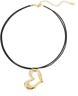 Lobster Clasp Handmade Choker Necklace with Rope Chain - Zinc Constructed Heart Pendant - Stylish Leather Collar Jewelry for Women and Men