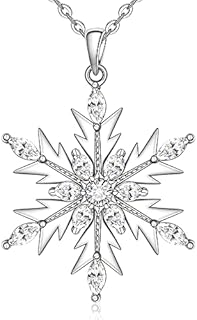 Sterling Silver Clasp Type, Cubic Zirconia Crystal Snowflake Necklace, Winter Chain Type for Women, Monkey Koala Raccoon St Patricks Day Shamrock Design