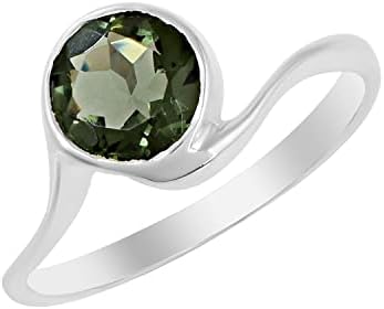 Elegant Moldavite Engagement Ring with 925 Sterling Silver Band - Uniquely Shaped Green Gemstone for Women
