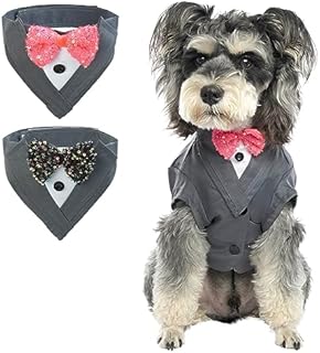 IECOii Small Dog Tuxedo Suit with Adjustable Bow Ties and Cooling Feature, Suitable for Special Occasions and Festive Events