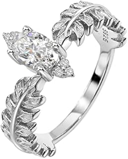 Rhodium Plated Sterling Silver Marquise Engagement Ring with Cubic Zirconia for Women - Elegant Bridal Wedding Ring Jewelry