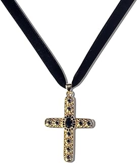 Black Velvet Choker Necklace For Women Girls 14k Gold Plated Black Cubic Zirconia Gothic Punk Cross Pendant Suede Ribbon Collar Necklaces Vintage Goth Jewelry Gift