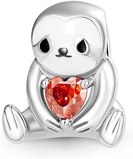Sterling Silver Sloth Bracelet Charm with Cubic Zirconia Gems - S925 Compatible for Pandora, Ideal Gift for Women and Girls