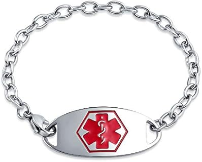 Customizable Engravable Identification Medical ID Miami Cuban Link Chain Bracelet For Women Stainless Steel 7.5 Inch