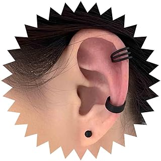Black Boho Conch Ear Cuff Earrings with Push Back Design, Ideal for Women and Girls Seeking Statement, No-Piercing Jewelry – Elegant Open Ear Wrap Design