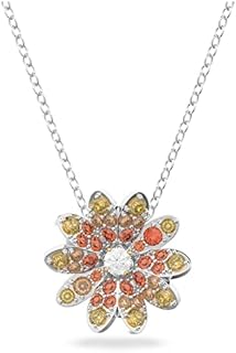 Swarovski Eternal Flower Collection Orange Crystal Necklace with Cable Chain and Lobster Clasp, Embellished with Cubic Zirconia Gems for Women - Floral Design