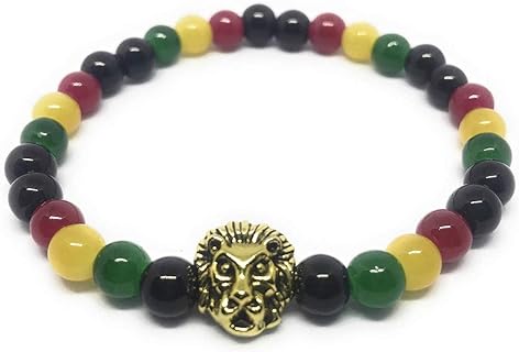 Rasta Lion Glass Beads Bracelet.