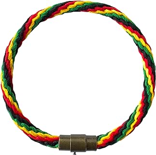 Rasta Plaided Hippie Bracelet - Friendship Black Rasta Cord Bracelet - Leather Cotton Braided Bob Marley Wristband