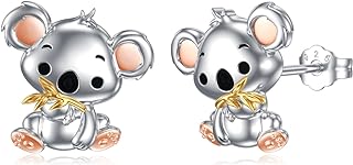 POTOPYY S925 Sterling Silver Animal Earrings Frog/Butterfly/Owl/Turtle/Dinosaur/Dolphin/Rabbit/Penguin/Cow Studs Jewelry Gifts for Women Girls Animal Lovers Mother's Day Christmas Birthday