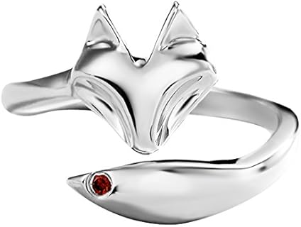 Sterling Silver Fox Engagement Ring with Cubic Zirconia for Women - Fox Tail Design