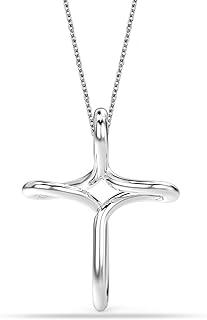 Charmsy Genuine 925 Silver Infinity Cross Pendant Necklace with Lobster Clasp and Cable Chain for Stylish Women and Teens