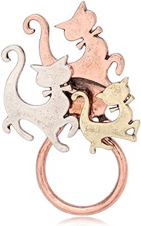 NOUMANDA Antique Silver Rose Gold 3 Cats Brooches Accessories Glasses Hook Eyeglass Holder