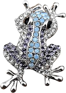 Guoshang Women Crystal Cute Frog Brooch Pin Rhinestone Lapel Pin for Coats Jackets Sweaters Accessories