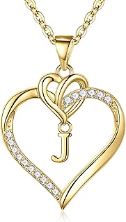 TINGN Valentinstag Halskette mit Herzanhänger in 14K Gold, Zirkonia Buchstaben, 18''+2'' Verlängerung, perfekte Geschenkidee für Frauen und Mädchen