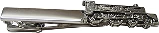 Eye-Catching Locomotive Train Brooch Tie Clip with Easy Clip-On Back, Ideal for Train Enthusiasts, Square Design by Kiola Designs