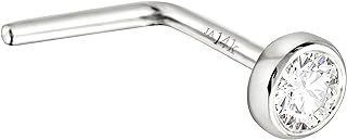 Jewelry Avalanche Unisex 14K Yellow Gold Diamond L-Shape Nose Stud with 22G L-Bend Design