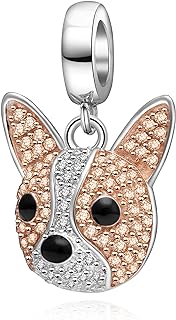 Rose Gold Dog Head Charms 925 Sterling Silver Dog Paw Print Animal Charm Fits Pandora Charms Bracelet
