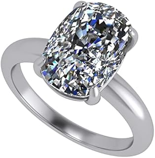 Central Diamond Center Platinum-Plated Sterling Silver Ring with Solitaire Cubic Zirconia - Elegant Engagement/Wedding Jewelry