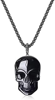 COAI Black Obsidian Skull Necklace for Men Women