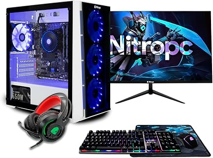 NitroPC Gaming Pack Bronze Nueva Versión: PC Completo con Ryzen 5 4650G a 4.2GHz, 16GB RAM, 1TB M.2, RX Vega 7, WiFi y Accesorios. Ideal para Videojuegos en Windows 11