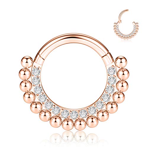 FUNLMO 16G 18G Septum Daith Jewelry Nose Ring Hoop Daith Cartilage Earring Septum Ring Daith Rook Tragus Helix Conch Piercing Jewelry 316L Surgical Steel Septum Clicker