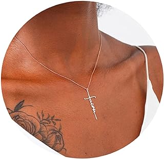 Simple Cross Necklace 18K Gold/Silver Filled Crucifix Faith Pendant Dainty Cross Choker Tiny Necklace for Women Girls