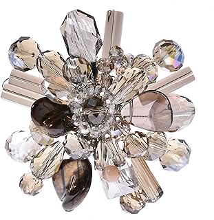 AeraVida Smokey Blossoming Lotus Colored Glass Floral Pin or Brooch | Handmade Crystal Glass Fashion Brooch for Women | Brooch for Women | Bride Bridesmaid Wedding Brooch or Pin