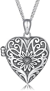 You Are My Sunshine Sunflower Heart Locket Necklace That Hold 2 Pictures Jewelry for Women for Mother's Day Valentine Birthday Gifts
